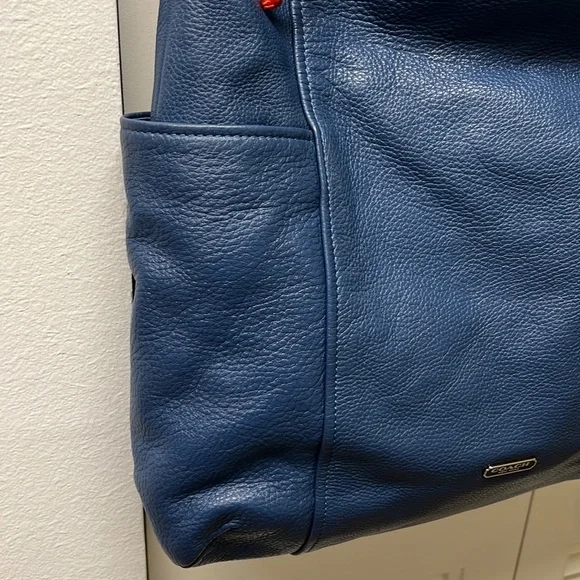 Coach Blue Leather Shoulder Crossbody Large Bag With Dust Bag Pre-Loved - Picture 2 of 12